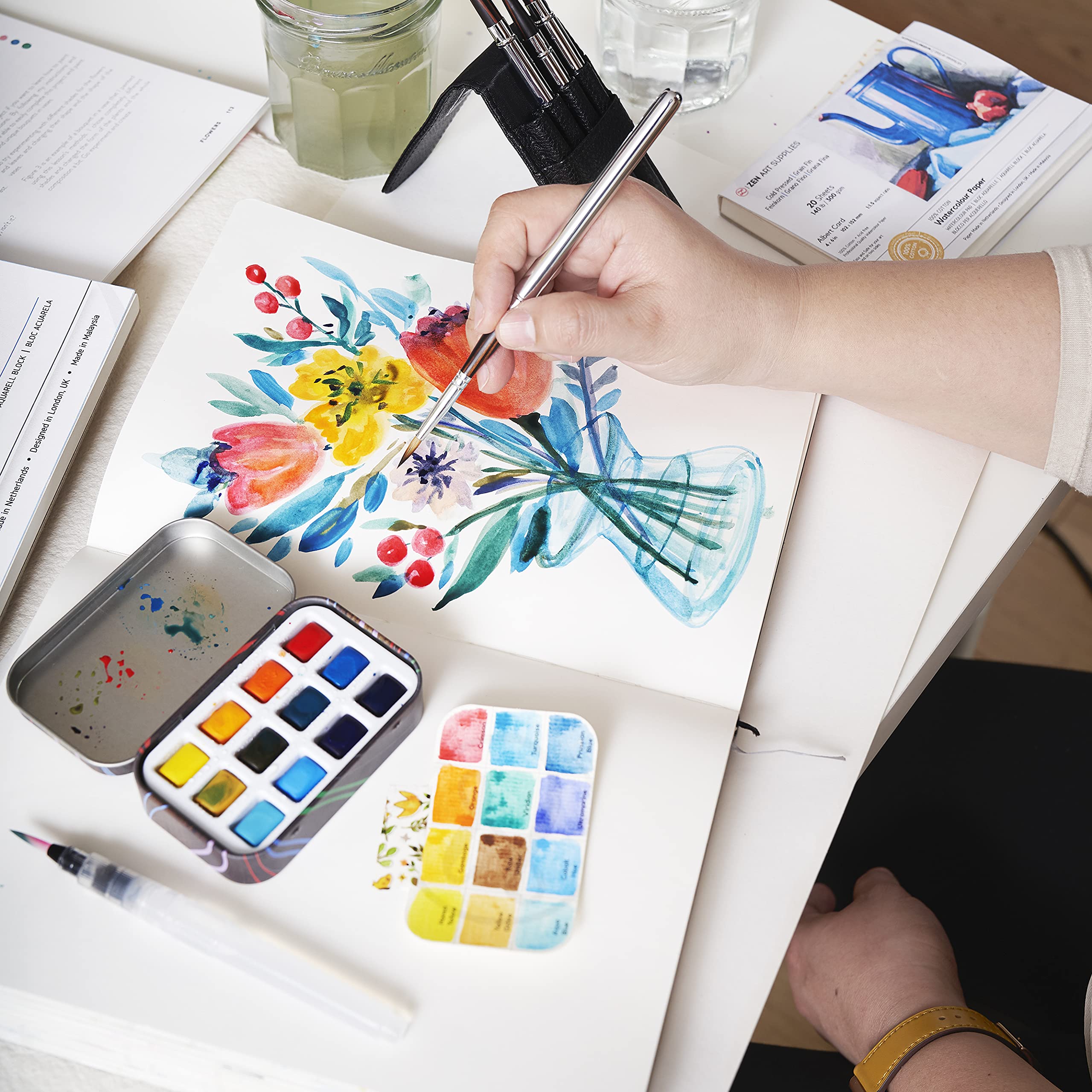 Amazon | ミニ水彩絵の具セット - 大人初心者のための12枚の Amazon | ミニ水彩絵の具セット - 大人初心者のための12枚の